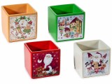 Set 4 vaze Craciun beton multicolor cm 9,5 x 9,5 x 9 H