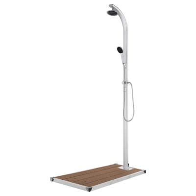 vidaXL Duș de grădină cu bază maro, 220 cm, aluminiu 3070791 foto