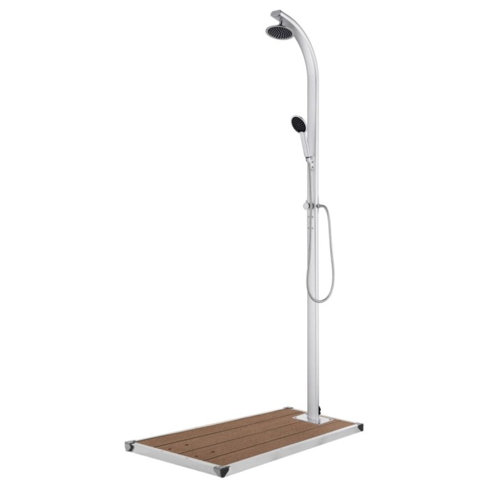 vidaXL Duș de grădină cu bază maro, 220 cm, aluminiu 3070791
