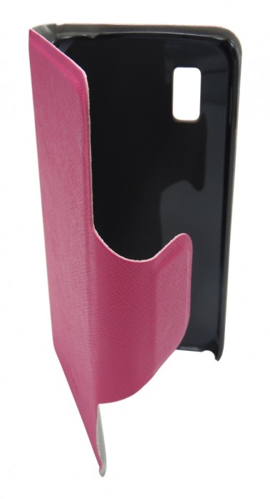 Husa tip carte cu stand slim roz trandafiriu pentru LG Google Nexus 4 E960 Mako