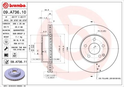 BREMBO 09.A736.11 PRIME LINE - UV Coated Disc frana foto