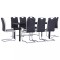 vidaXL Set mobilier de bucătărie, 9 piese, negru, piele ecologică 3053068