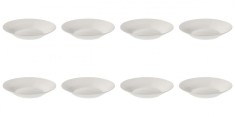 Set Farfurii 8 piese, Farfurii Adanci, Portelan, Albe, diametru 22.5 cm