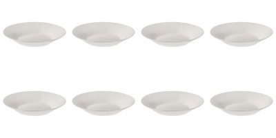Set Farfurii 8 piese, Farfurii Adanci, Portelan, Albe, diametru 22.5 cm foto