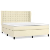 Cumpara ieftin Pat box spring cu saltea, crem, 180x200 cm, piele ecologica