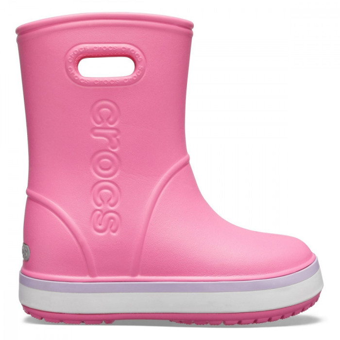 Cizme Crocs Kids&#039; Crocband Rain Boot Roz - Pink Lemonade/Lavender