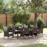 VidaXL Set de masă pentru grădină cu pernă 7 pcs Maro Rattan poli