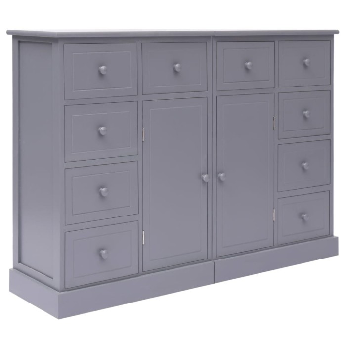 vidaXL Servantă cu 10 sertare, gri, 113 x 30 x 79 cm, lemn