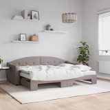 Cumpara ieftin Pat de zi cu extensie și saltele, gri taupe, 80x200 cm, textil