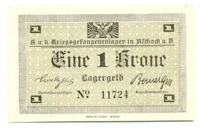 X. RARR : AUSTRO-UNGARIA = LAGERGELD ASCHACH - 1 COROANA (1915) - UNC foto