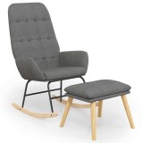 Cumpara ieftin Scaun balansoar cu taburet, gri deschis, textil