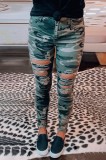 H659-120 Blugi skinny, model army cu taieturi decorative
