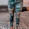 H659-120 Blugi skinny, model army cu taieturi decorative