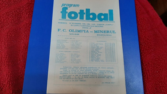 program Olimpia SM - Minerul Mold. Noua