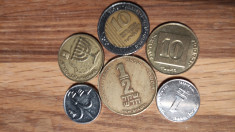 Israel set 6 monede 1/2 , 1, 10 sheqalim / shekeli 10 agorot foto