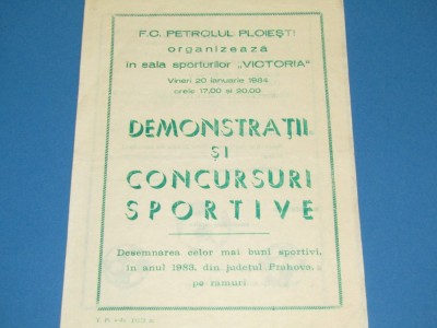 Program-Demonstratii si Concursuri Sportive organizat de Petrolul (20.01.1984) foto