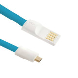 Cablu USB - Micro USB 1m Aurit Cablu Plat Albastru Qoltec