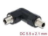Adaptor cu filet DC 5.5 x 2.1 mm M-M unghi 90 grade, Delock 90942