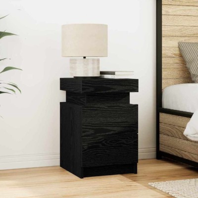 vidaXL Noptieră cu sertar Stejar negru 35 x 39 x 55 cm Lemn compozit 862178 foto