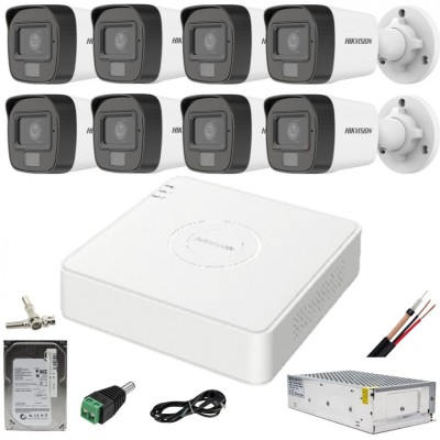 Sistem supraveghere Hikvision 8 camere 5MP Dual Light IR 25m WL 20m DVR 4MP cu accesorii incluse HDD 1TB SafetyGuard Surveillance foto