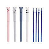 Cumpara ieftin Set 4 pixuri cu cerneala albastra, functie de stergere, model cu animalute, grosime scriere 0.35 mm, multicolor, 14.5x1.5 cm, 4 rezerve incluse