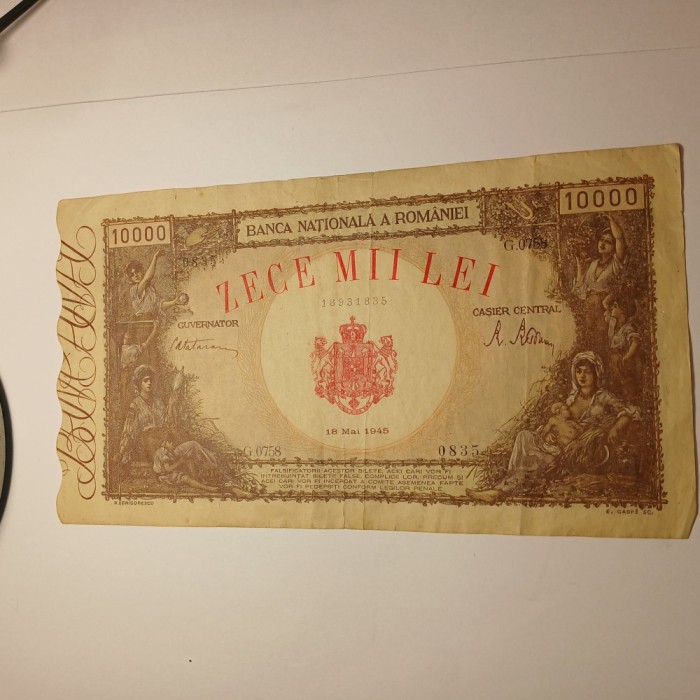 Di 46 Bancnota Zece mii lei 1955 circulata 10 000 lei