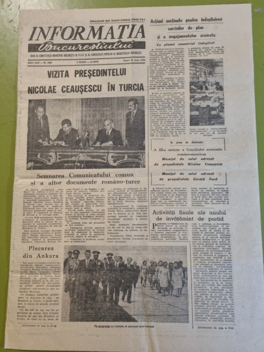 informatia bucurestiului 28 iunie 1976-ceausescu vizita in turcia