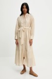 Answear Lab rochie culoarea bej, midi, evazată