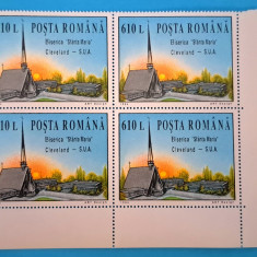 TIMBRE ROMANIA LP1364/1994 Biserica Sf. Maria Cleveland -Bloc de 4 timbre MNH