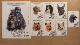 Seria Completă + Coliță Madagascar 1991 - Rase de C&acirc;ini, Shih Tzu, Chow Chow, Papillon, Ogar Afghan, 8v - Ștampilate -A242