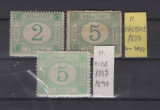 Taxa de plata tipar verde fara filigran 1887-1890 MH, Nestampilat