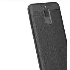 Husa silicon cu design de piele Huawei Y6 2018 + Cablu date cadou