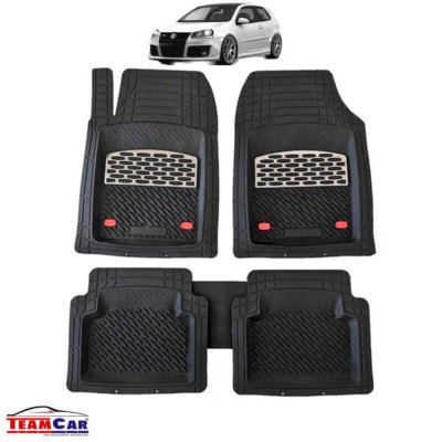 Covorase Auto Compatibile Volkswagen Golf 5 TEAMCAR&amp;reg; Negru Tip Tavă, Set Fata-Spate Negru marmorat foto