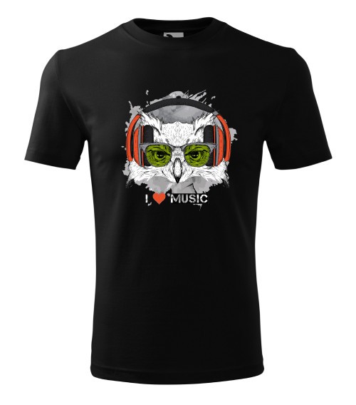 Tricou Personalizat I Love Music cu Bufnita Cool - Design Modern si Creativ