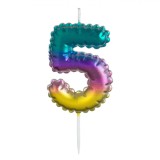 Lum&acirc;nare Tort Aniversară, Număr 5, Multicolor, Parafină, Oem