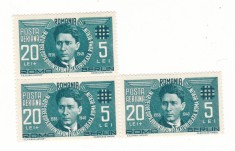 TIMBRE ROMANIA 1940 MISCAREA LEGIONARA CORNELIU ZELEA CODREANU BLOC 3 TIMBRE POSTA AERIANA