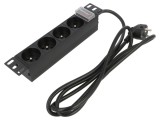 Prelungitor QOLTEC 4 prize 16A cu protecție la supratensiune și cablu 1.8m negru