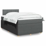 vidaXL Pat box spring cu saltea, gri &icirc;nchis, 120x190 cm, textil 3289696