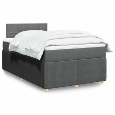 vidaXL Pat box spring cu saltea, gri &icirc;nchis, 120x190 cm, textil 3289696