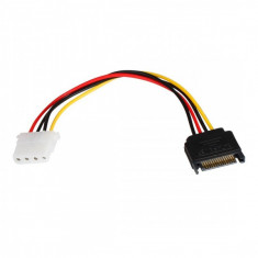 Cablu adaptor alimentare SATA 15 pini tata la HDD IDE MOLEX 4 pini mama, 20cm foto