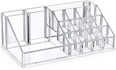 Organizator de Cosmetice, NAGO , 16 compartimente, Plexiglas, 22 x 13 x 8 cm, Transparent foto