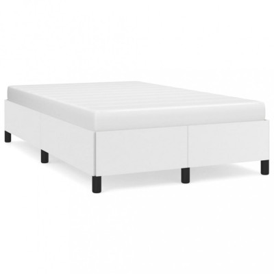 vidaXL Cadru de pat, alb, 120x190 cm, piele ecologică foto