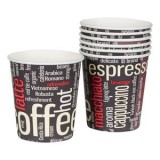 Pahare de carton pentru cafea, 16 buc, 160 ml, negru/alb/rosu, CMCLASS