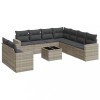 Set canapele de gradina cu perne 10 piese gri deschis poliratan