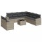 Set canapele de gradina cu perne 10 piese gri deschis poliratan