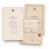 Felix Stamatiade, invitație la dejunul din 8 noiembrie 1930 + meniu cu semnătura regelui Carol al II-lea + program