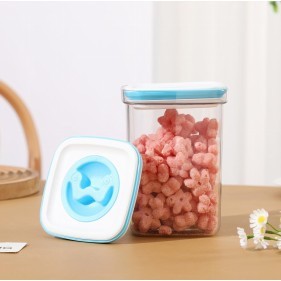 Cutie de Depozitare Alimente, Flippy, tip Container, 1.3L, 11.5x15 cm, Recipiente pentru Cereale in Bucatarie, Transparente cu Capac Albastru-alb foto