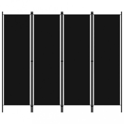 Paravan de cameră cu 4 panouri, negru, 200 x 180 cm foto