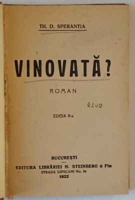 VINOVATA? de TH. D. SPERANTIA 1922 foto
