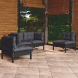 Set mobilier grădină cu perne, 4 piese, lemn masiv de pin